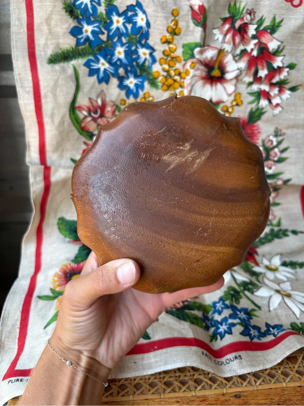 Handcrafted Brown Wooden Bowl - Natural Finish